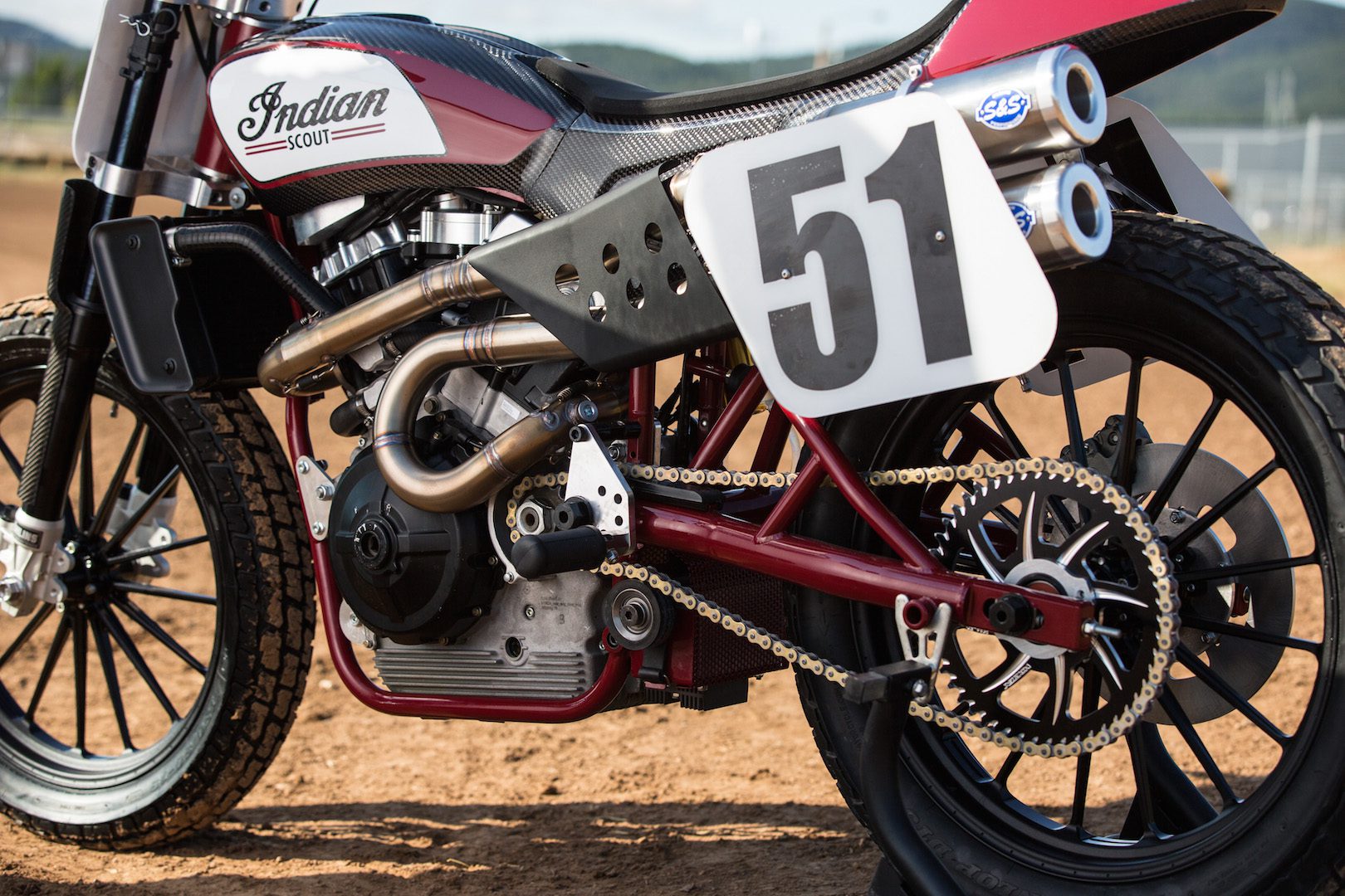The all-new Indian Scout FTR750 flat track race bike. war