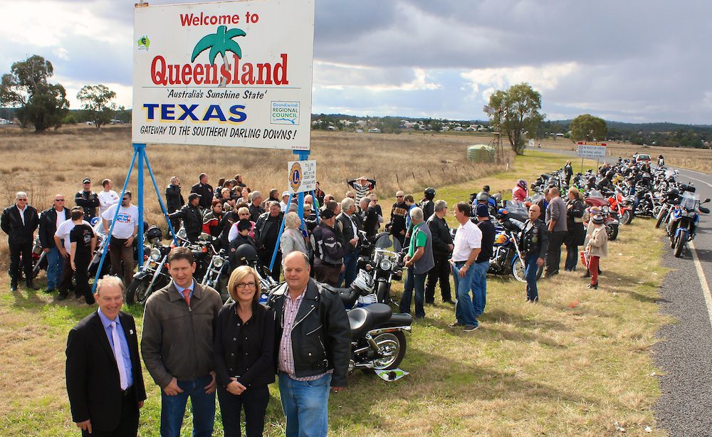 Springborg (second left) at the Texas Motorcycle Friendly Town launch tourism crows nest