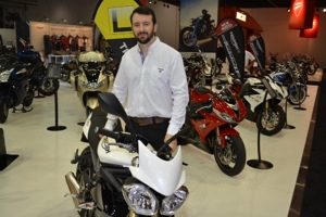 Peter Huckin of Triumph with Street Triple 660 Brisbane Moto Expo Peter Huckin of Triumph with Street Triple 660