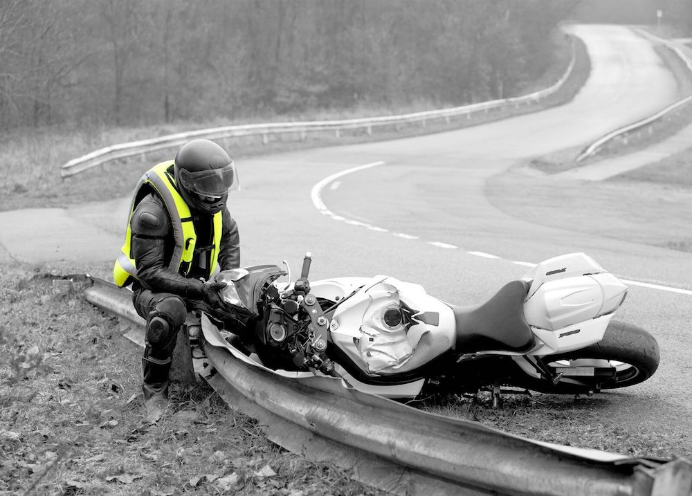 Helite Airvest offers airbag protection in a motorcycle crash barrier
