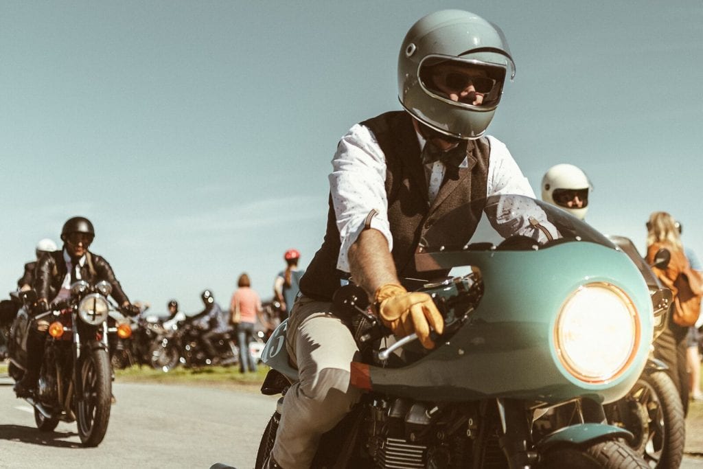 A rider contributes to the Distinguished Gentleman's Ride event 