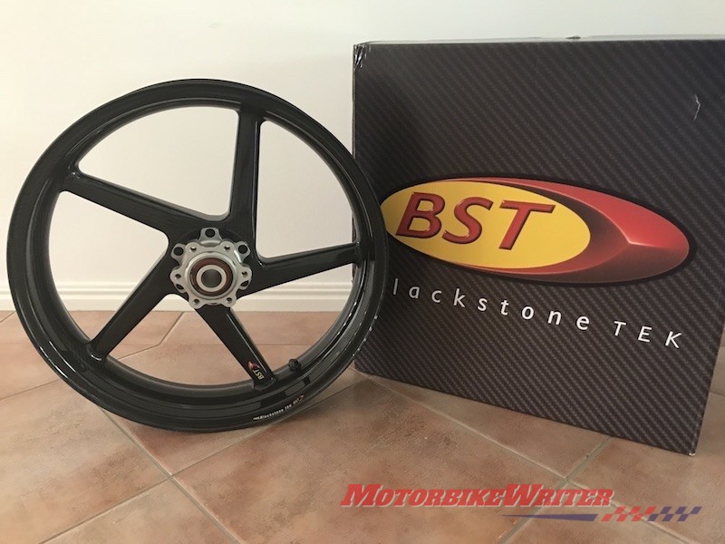 Blackstone TEK Black Diamond carbon fibre wheels for Ducati GT1000 fitting Oliver's Motorcycles