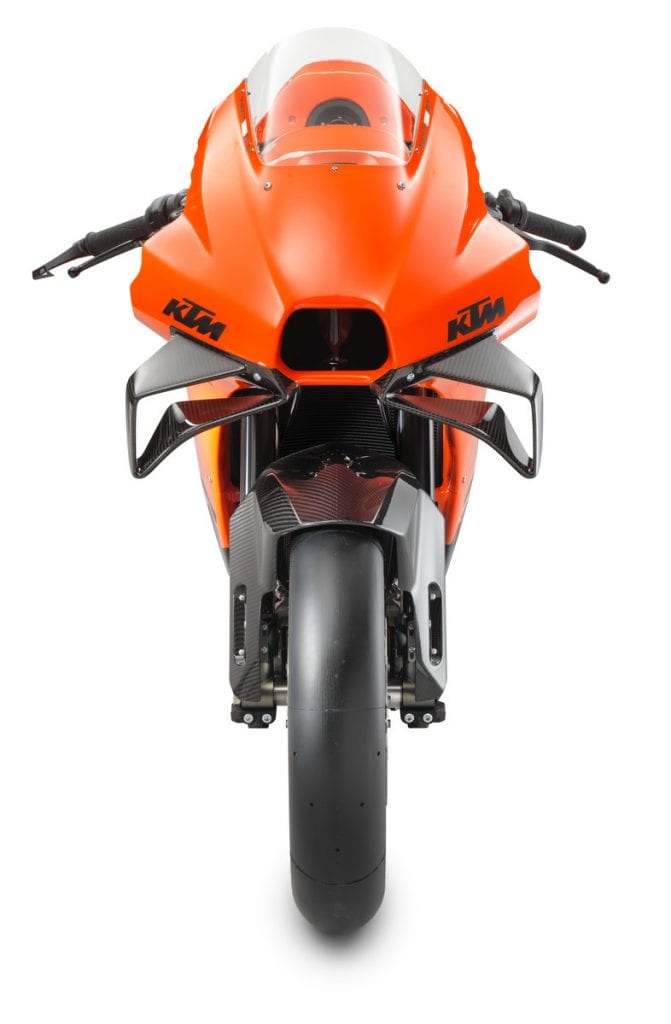 A front view of the all-new track-only 2022 KTM RC 8C