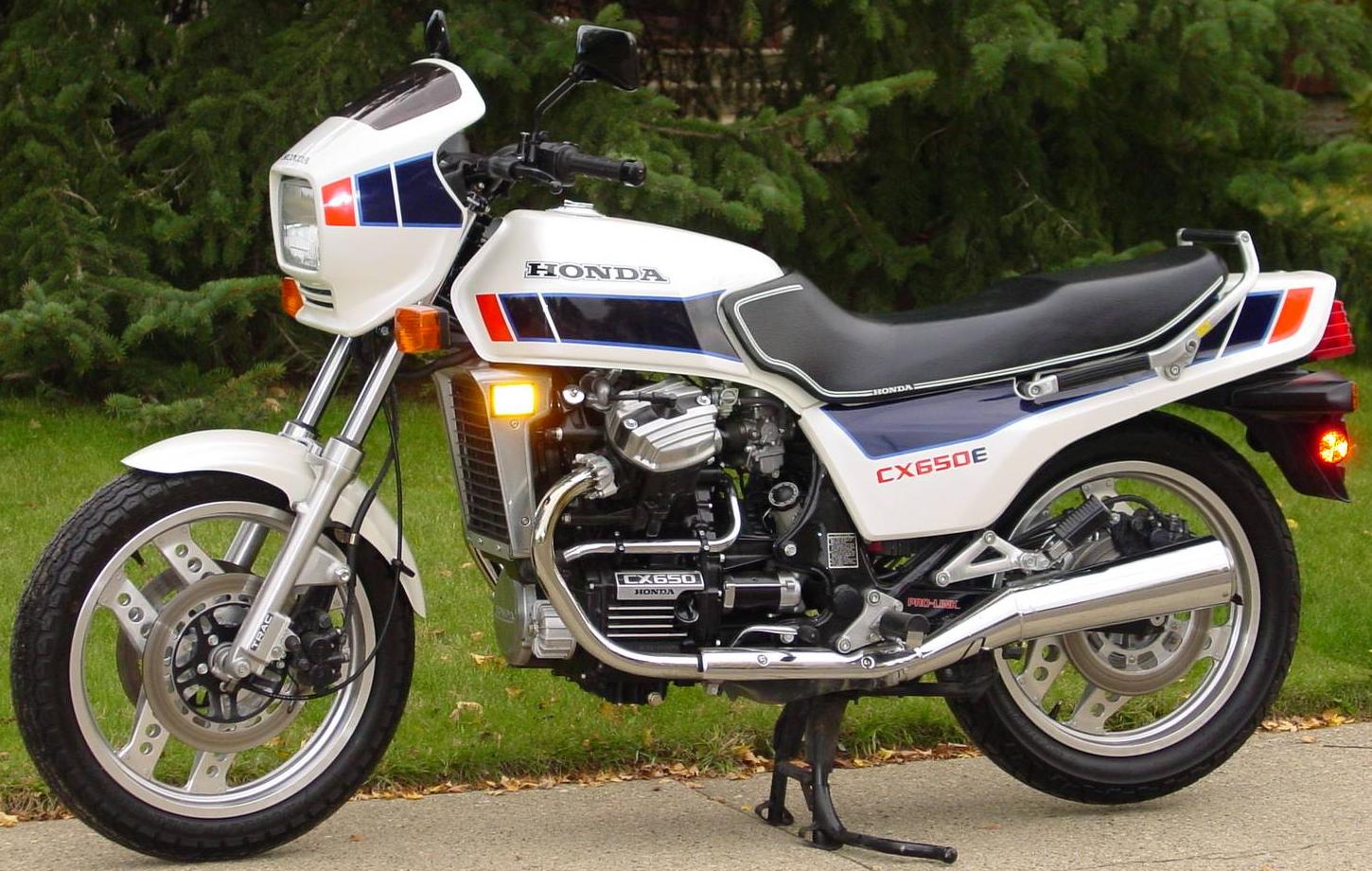 A Honda CX650E 'Eurosport' motorcycle from 1983 on a driveway