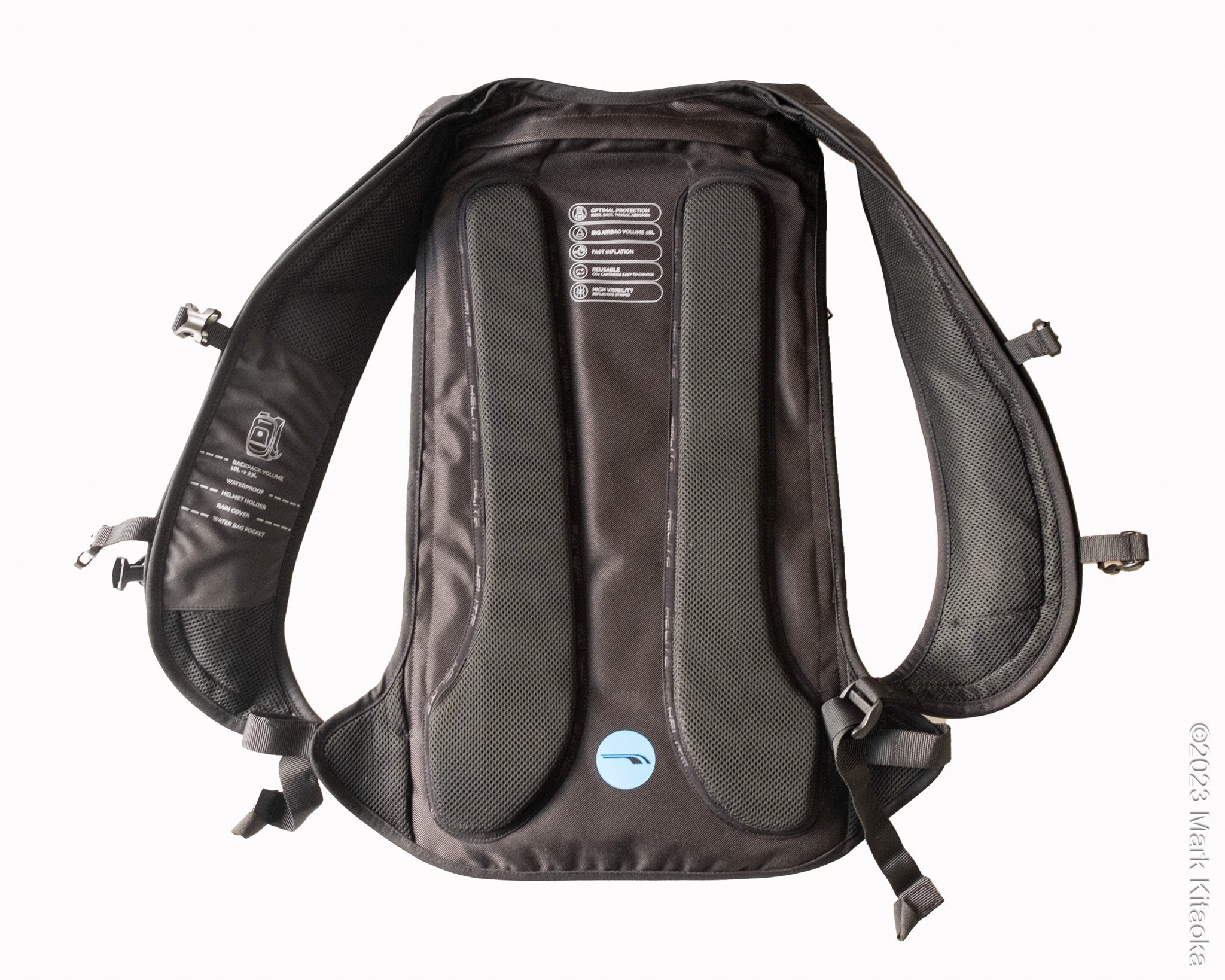Back view of the H-MOOV airbag backpack