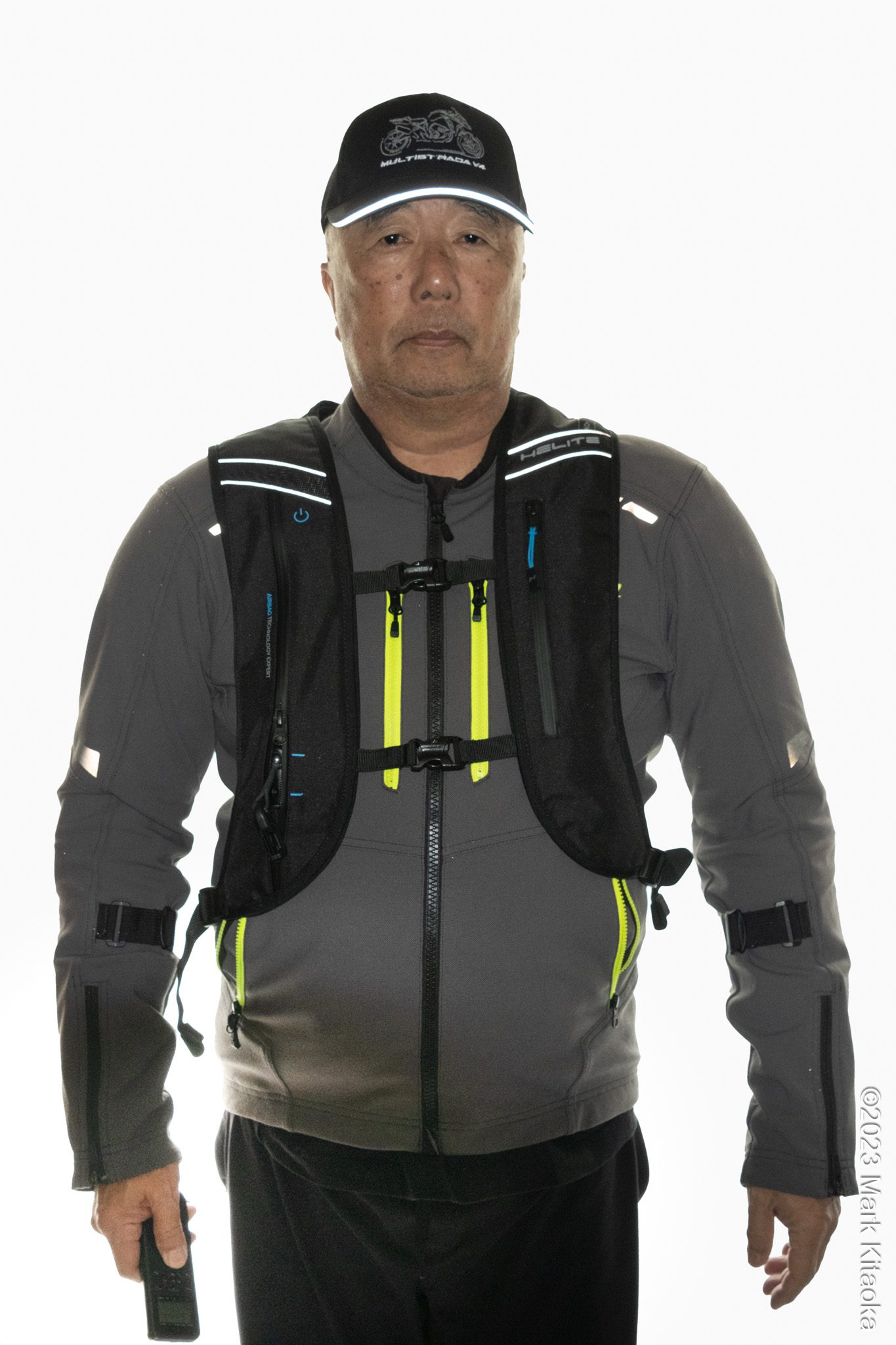 Wearing the H-MOOV airbag backpack over a Klim Marrakesh jacket
