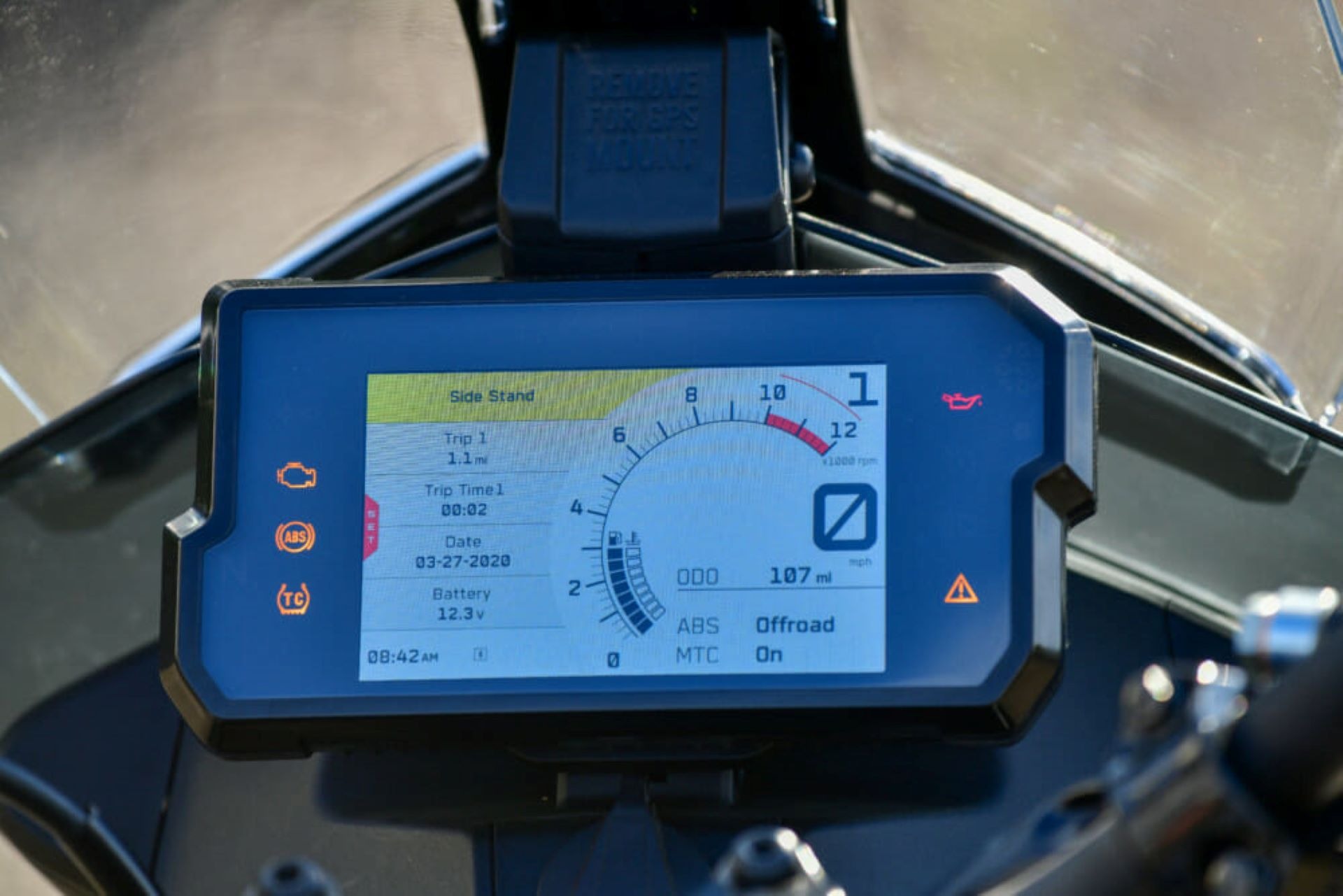 Closeup of KTM 390 display