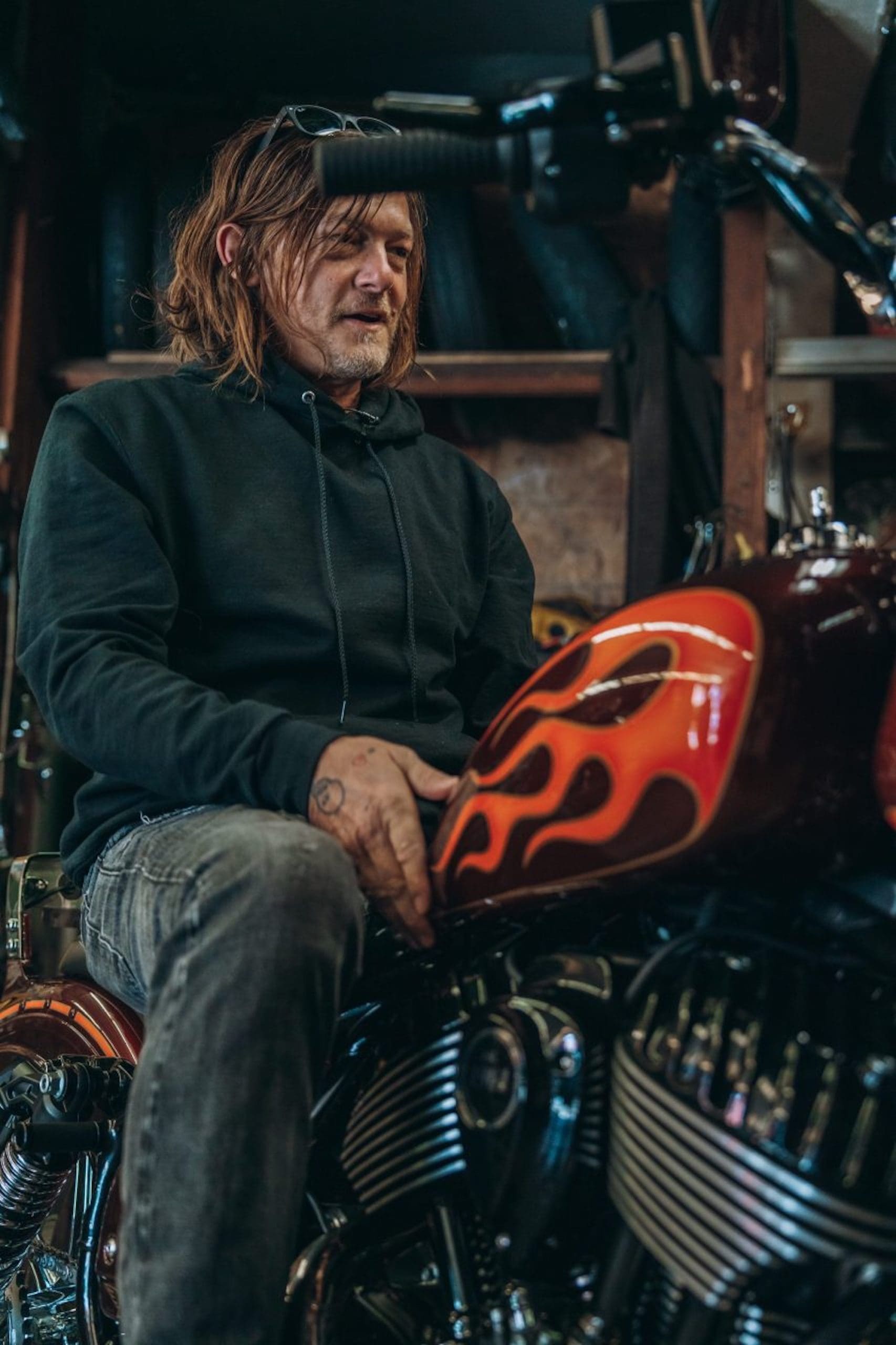 “Walking Dead” actor Norman Reedus' new custom Sport Chief from Indian's "Forged" series. Media sourced from Indian.