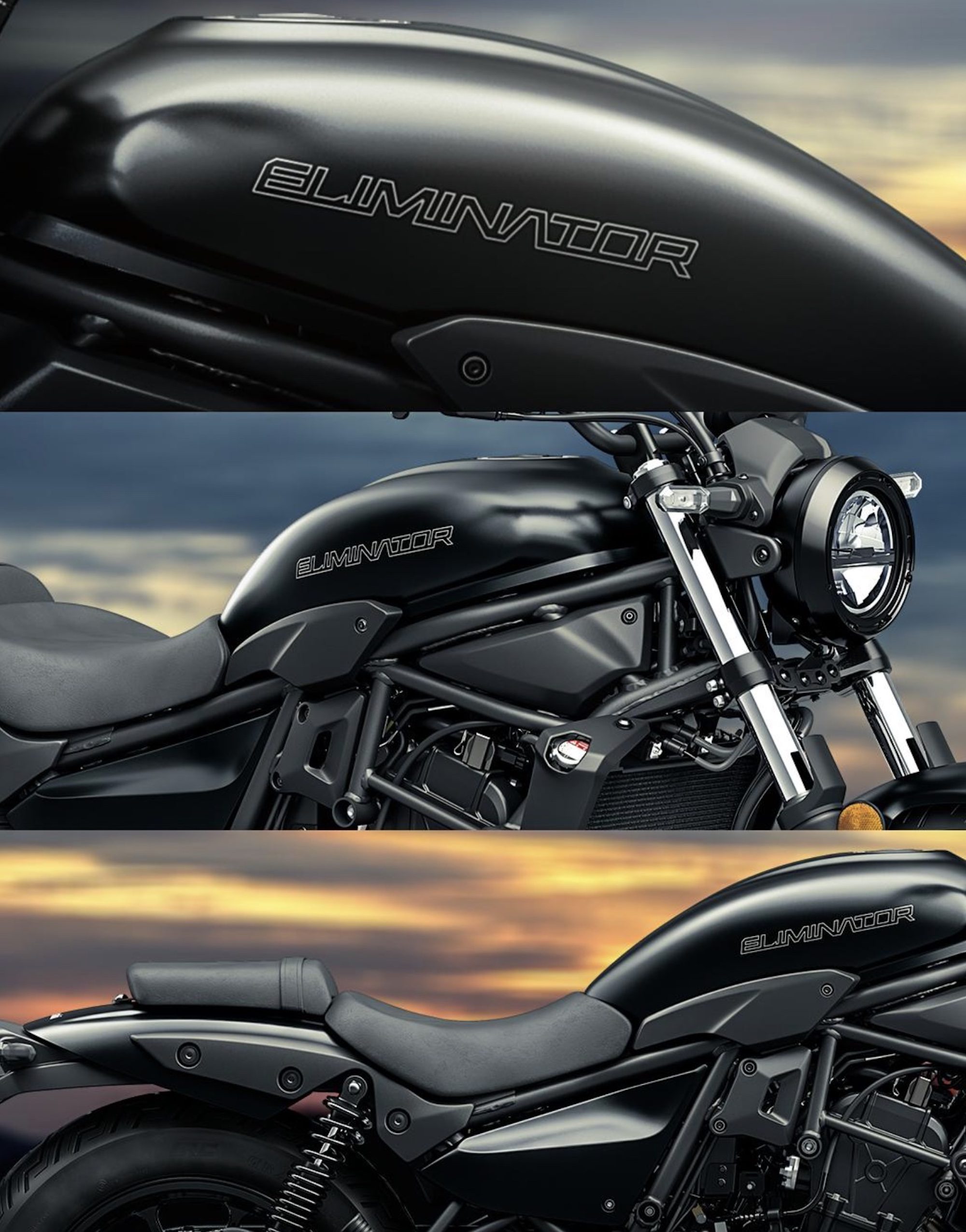 A view of Kawasaki's Eliminator. Media sourced from Ultimate Motorcycling.