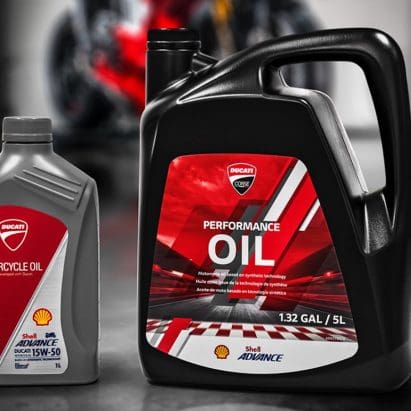 The 2023 Ducati Corse Performance Oil Powered by Shell Advance. Media sourced from Ducati.