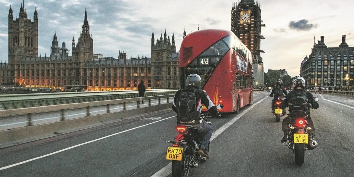British motorcyclists enjoying a scoot in the ULEZ. Media sourced from MCN.