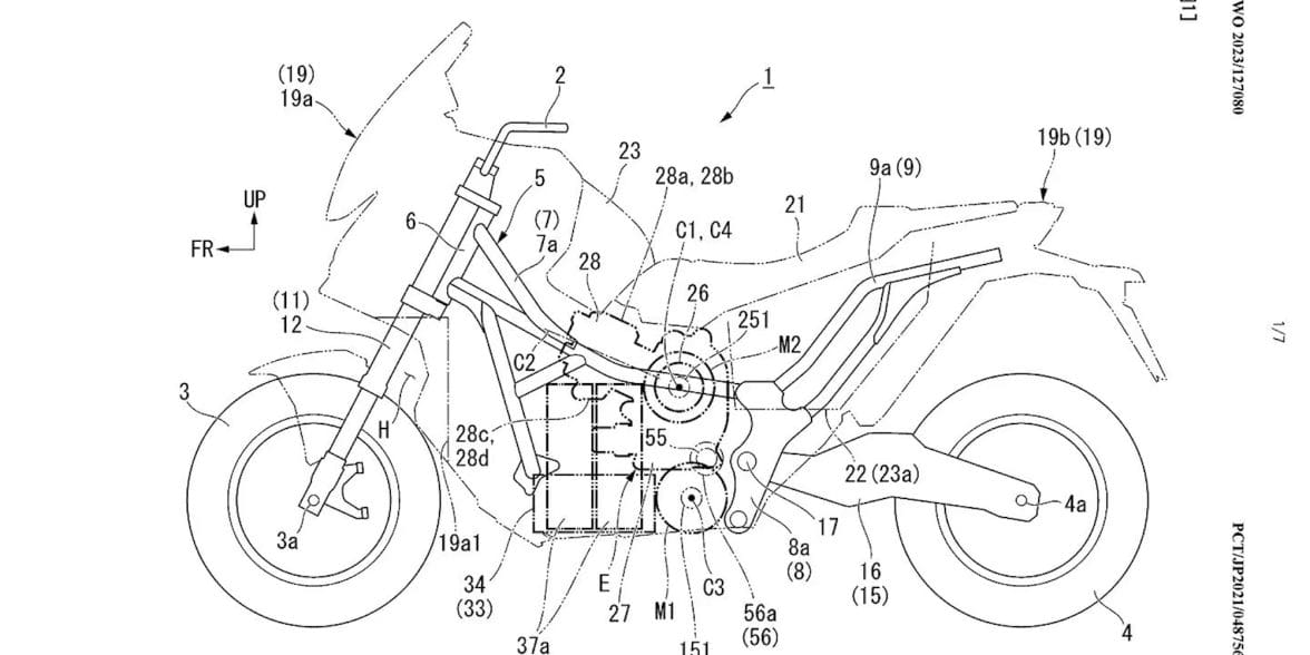 A view of the blueprints connected to a hybrid concept Honda's got in the proverbial lab. Media sourced from CycleWorld.