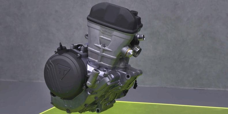 A view of the new engine that Triumph's got for her motocross range. Media sourced from Youtube.