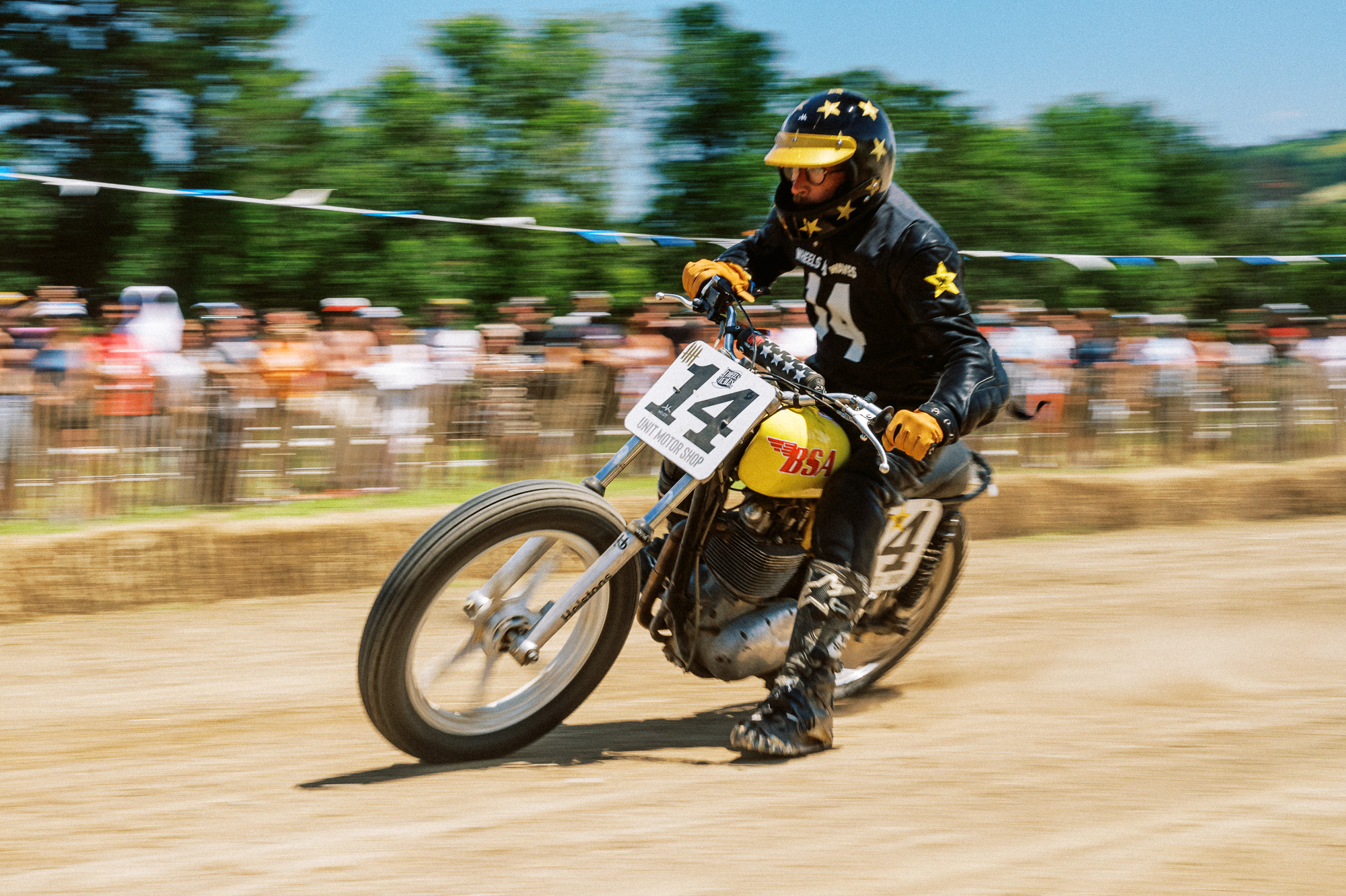 a BSA flat track racer at El Rollo for the Waves Bike Show in Biarritz, France