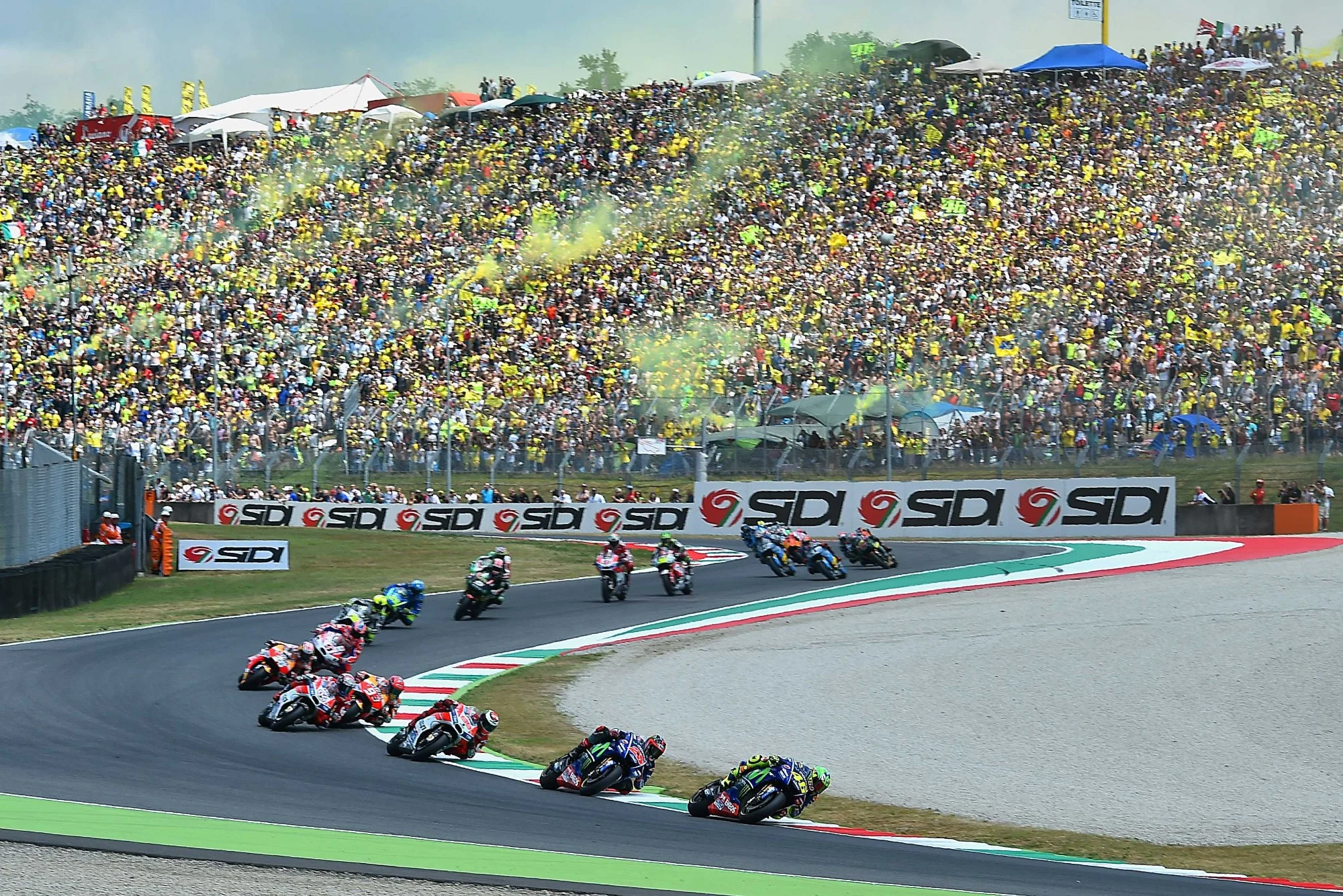 motorcycles racing at the mugello circuit in italy